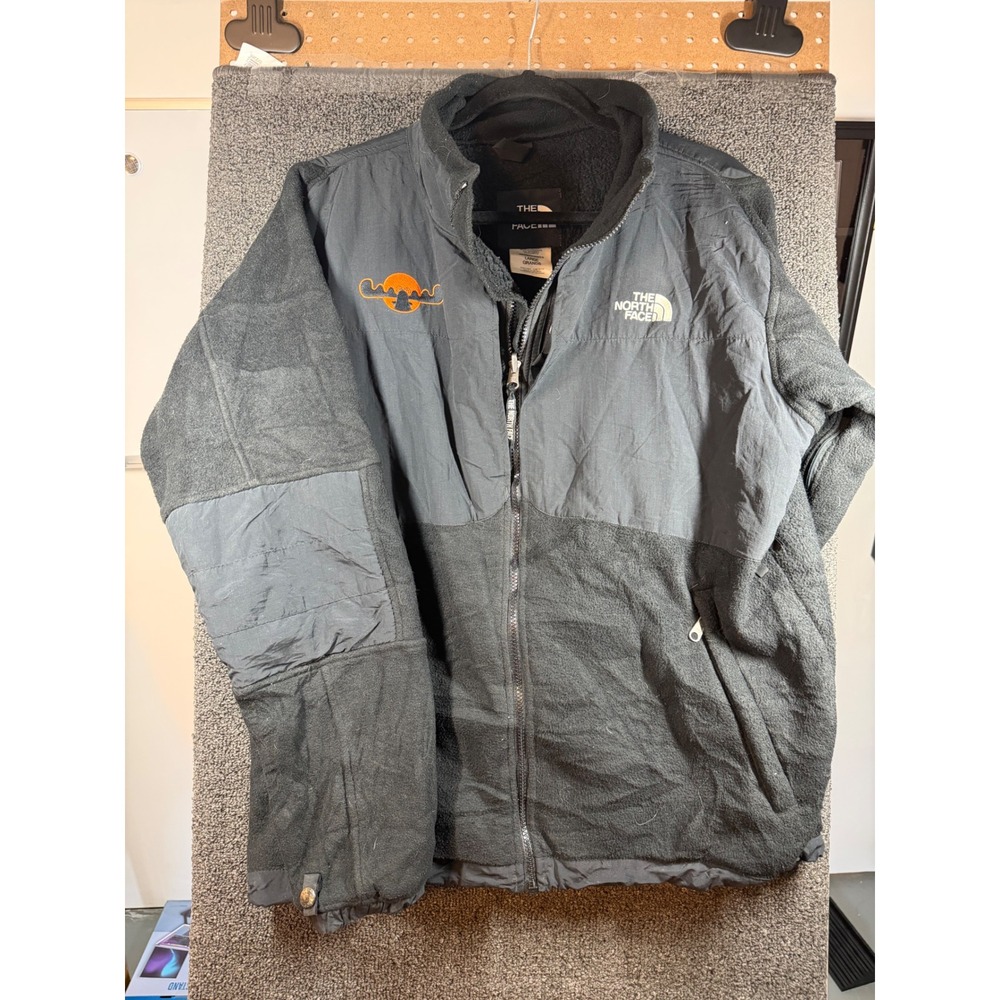The North Face Denali Fleece Jacket Mens Large Black Full Zip Moose Embroidery